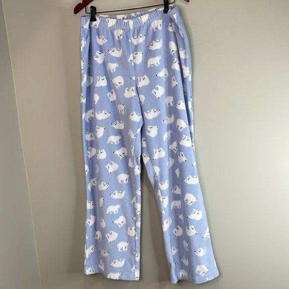 Joe Fresh NWT Fleece Polar Bear Print 2 pc Pajamas Baby Blue White Button Up XL - Picture 9 of 11